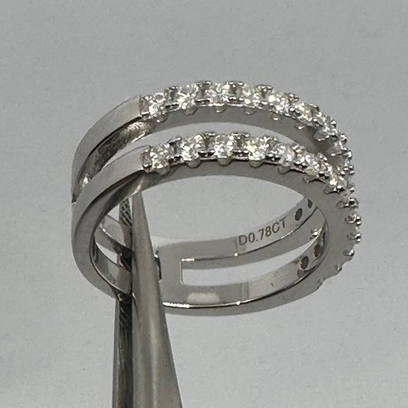 Double Row Curved Moissanite Wedding Band, Ring Enhancer  Moissanite Diamond Ring Enhancer Double Row Wedding Band Brilliant GRA Size 10
